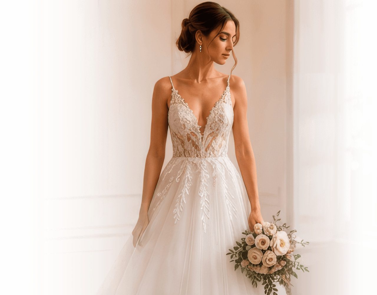 Novia con vestido de diseñador