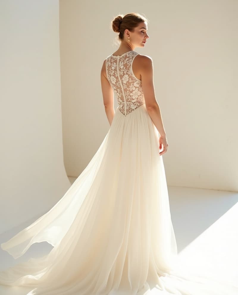 Novia con vestido de diseñador